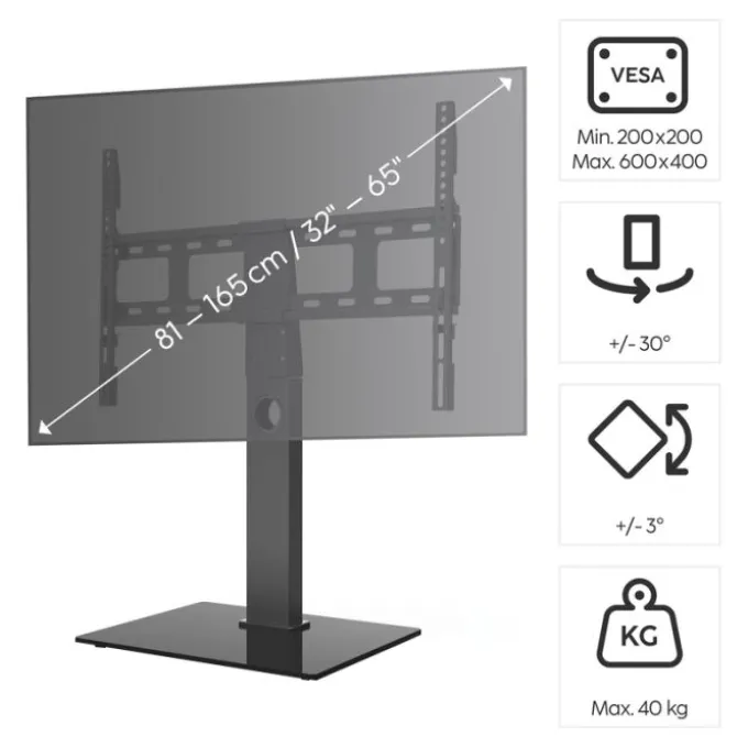 Support pied HAMA pour TV de 80 à 165 cm