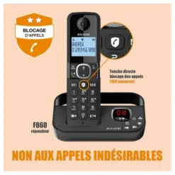 Téléphone solo avec répondeur ALCATEL F860 Voice noir