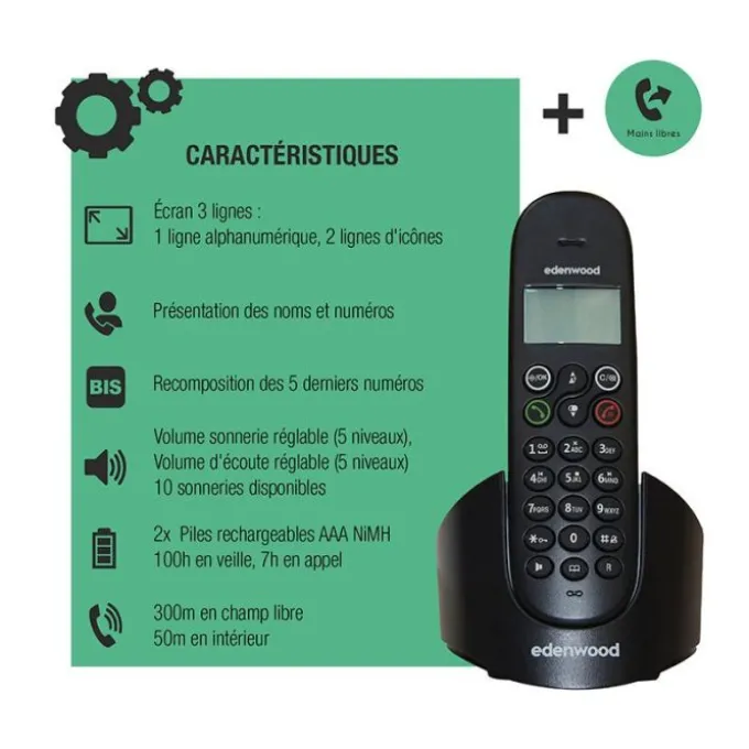 Téléphone solo EDENWOOD TS 1 Noir