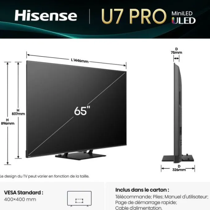 TV Miniled 65" HISENSE 65U7Q PRO