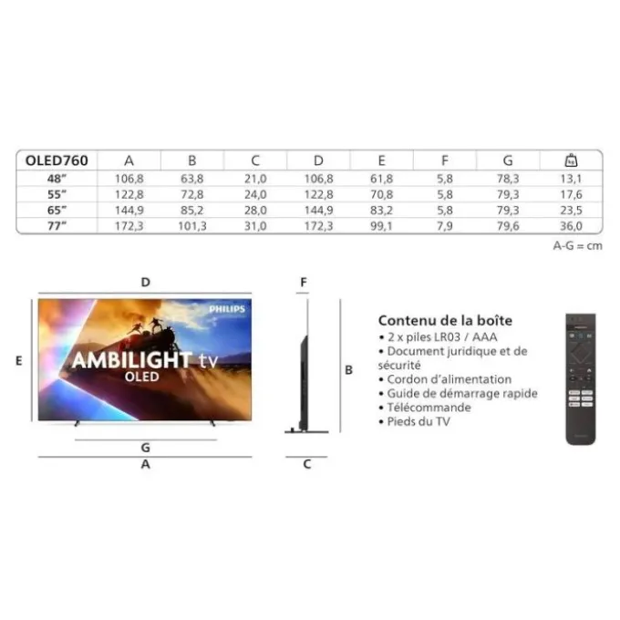 TV OLED 65" PHILIPS 65OLED760 Ambilight