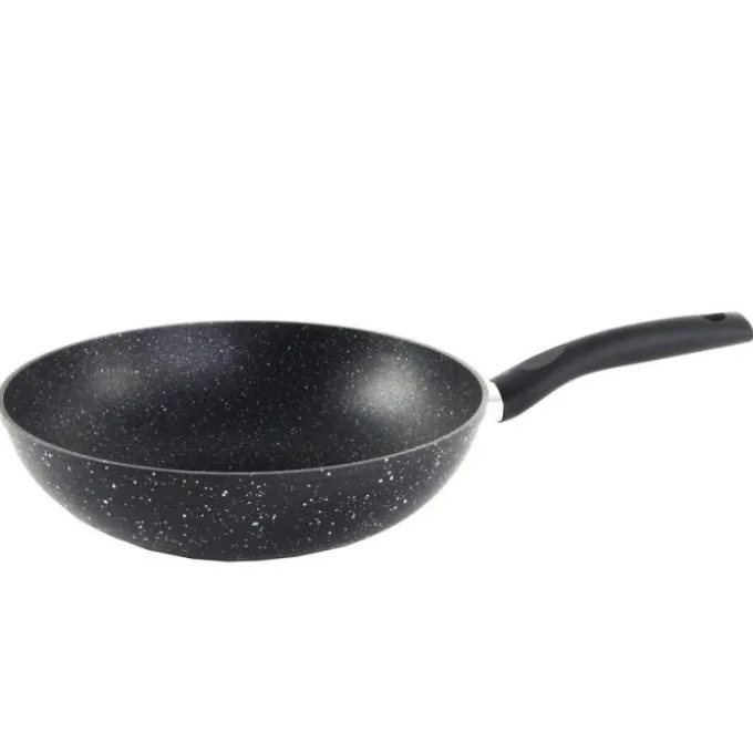 Wok 28cm aluminium forgé effet pierre tous feux dont induction